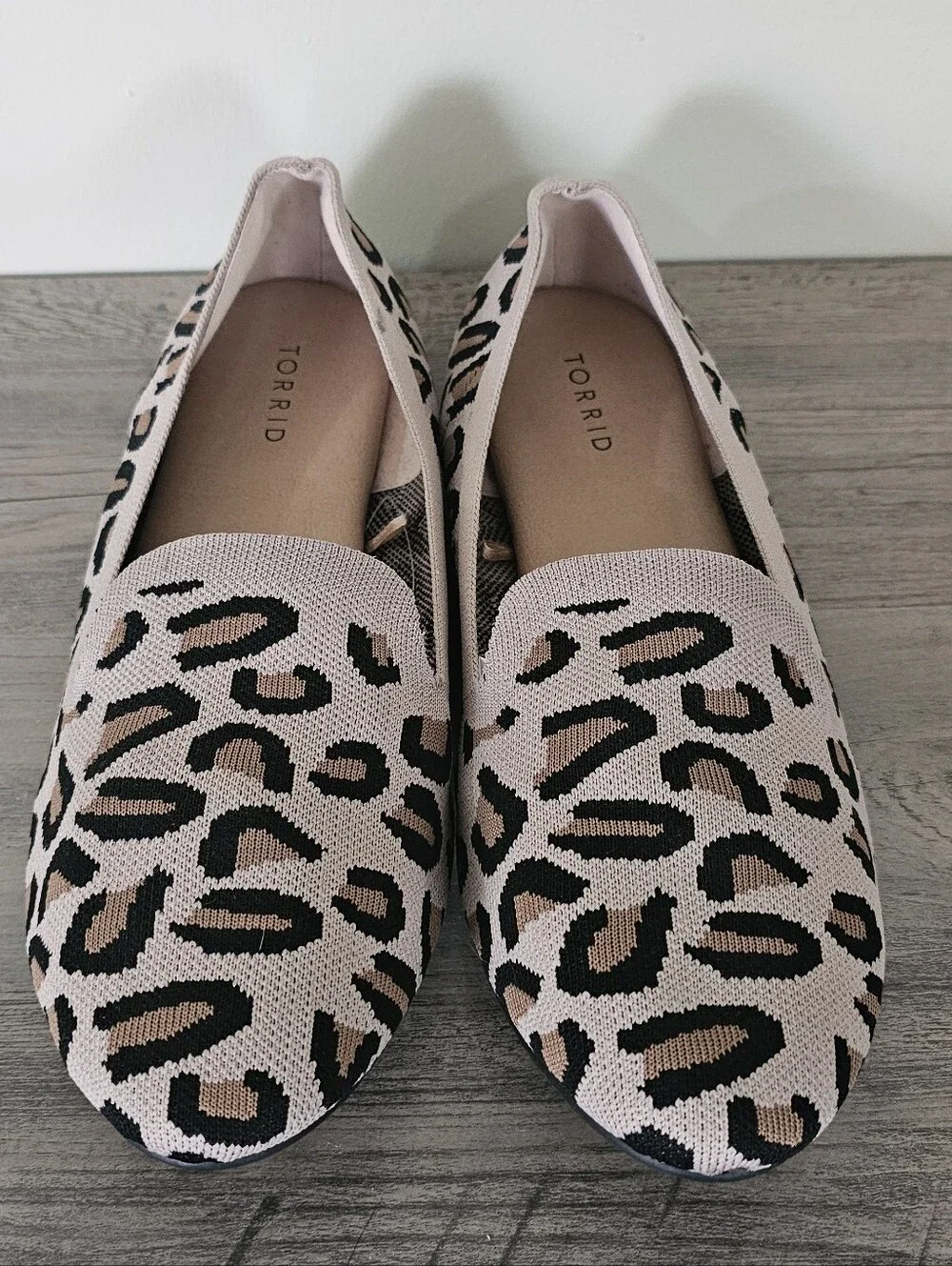 Torrid Leopard Animal Print Stretch Knit Slip-On Wide Loafers Plus 13 WW